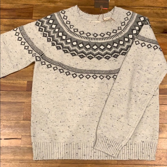 Weatherproof Sweaters - Grey fairisle crew neck sweater